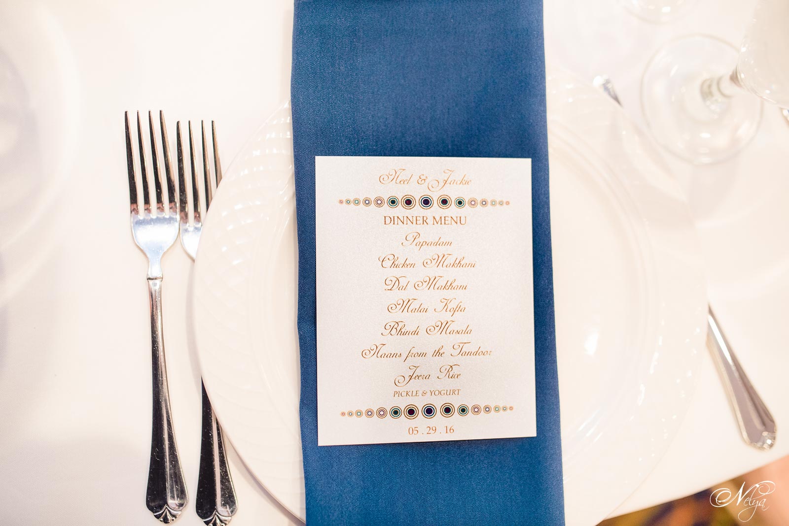 menu and place settings at griffin gate wedding reception