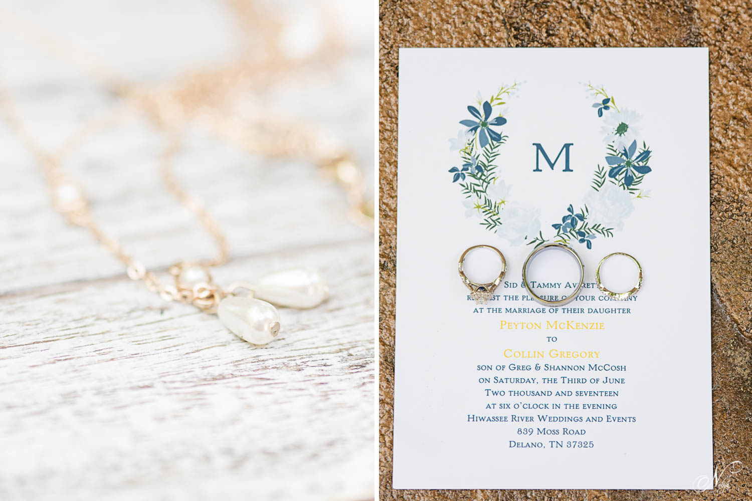 wedding invitation and jewelry