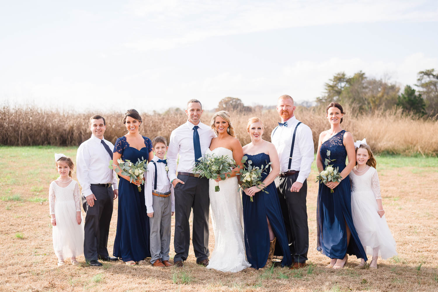 gray, white and navy wedding at the Barn at Drewia Hill in TN