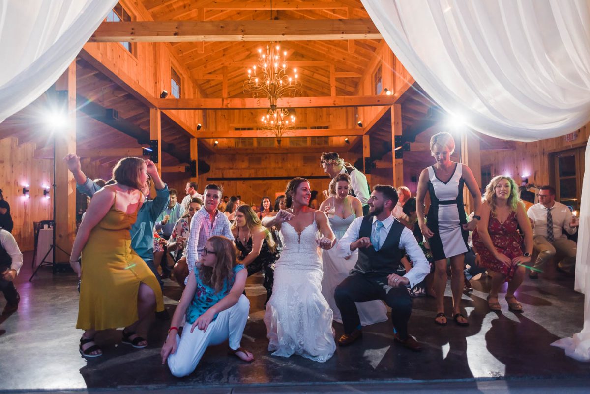 wedding guests dancingat 4 {Points Farm in Gatlinburg