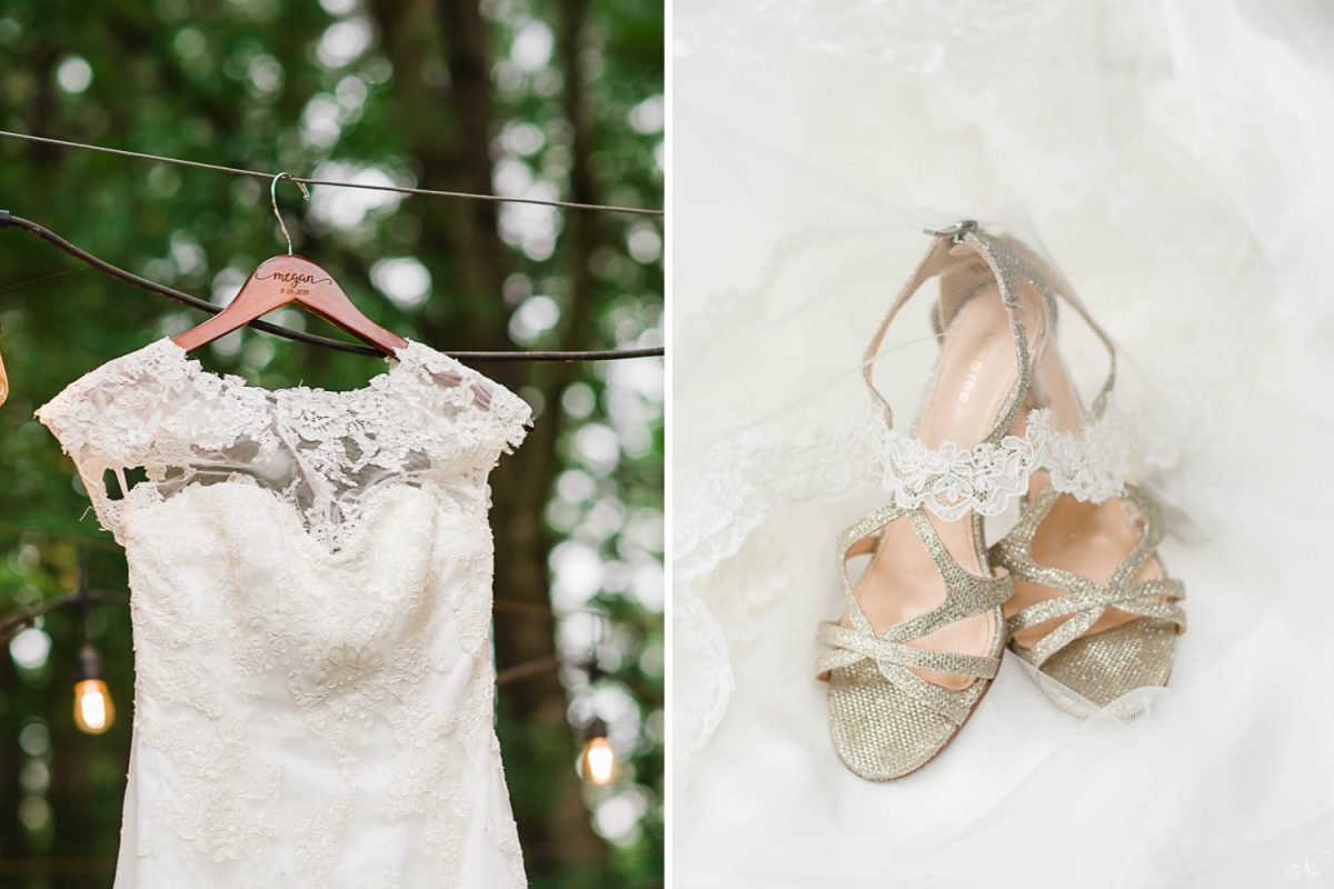 wedding dress and shoes